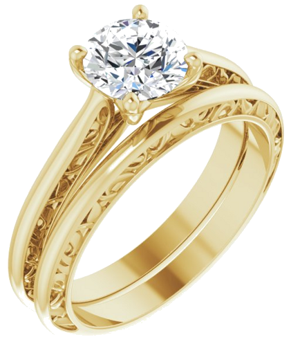 14K Yellow 6.5 mm Round Solitaire Engagement Ring Mounting (6)