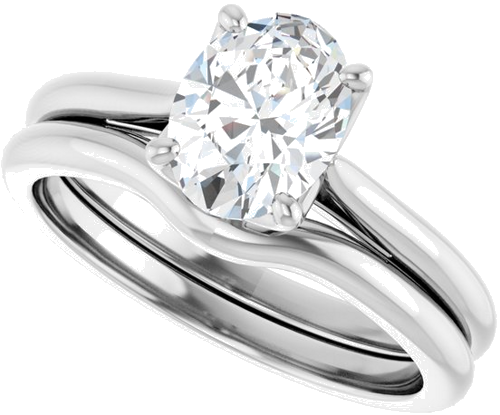 Sužadėtuvių Žiedas „Solitaire“ 585 Baltojo Aukso Oval 8mm x 6mm (10)