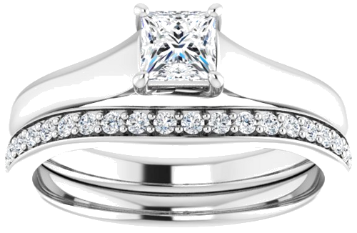 14K White 4 mm Square Solitaire Engagement Ring Mounting (8)