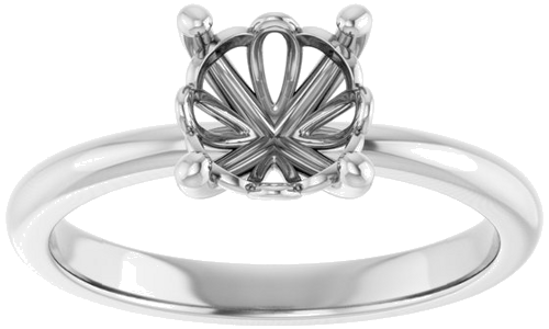 14K White 7 mm Round Solitaire Engagement Ring Mounting (3)