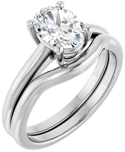 14K White 8x6 mm Oval Solitaire Engagement Ring Mounting (6)