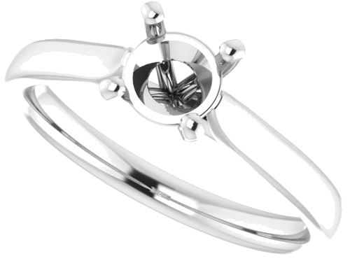 14K White 5.5 mm Round Engagement Ring Mounting (5)