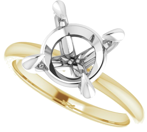 14K Yellow White 9.4 mm Round Engagement Ring Mounting (5)