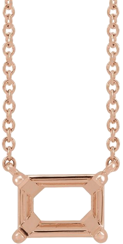 14K Rose 7x5 mm Emerald Claw Prong 18  Necklace Mounting (1)