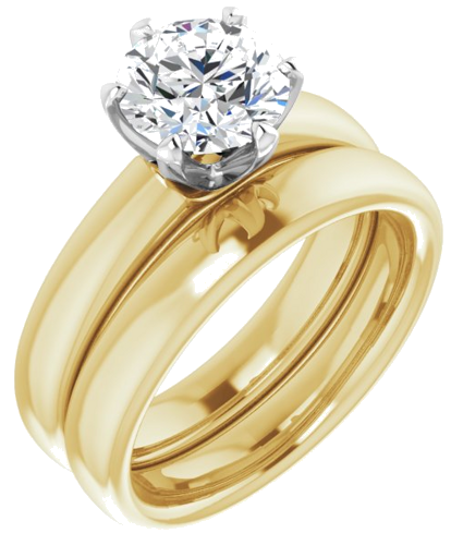 Sužadėtuvių Žiedas „Solitaire“ 750 Geltonojo Aukso Ir 950 Platinos Round 7.4mm (6)