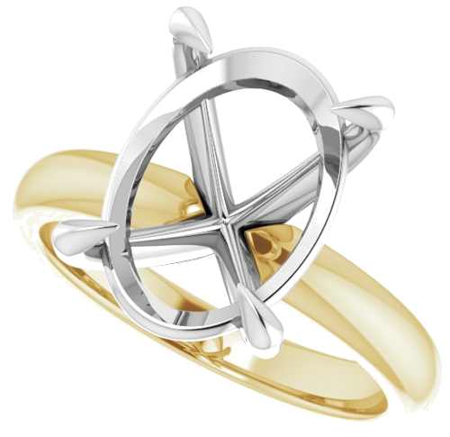 14K Yellow White 14x10 mm Oval Solitaire Engagement Ring Mounting (5)