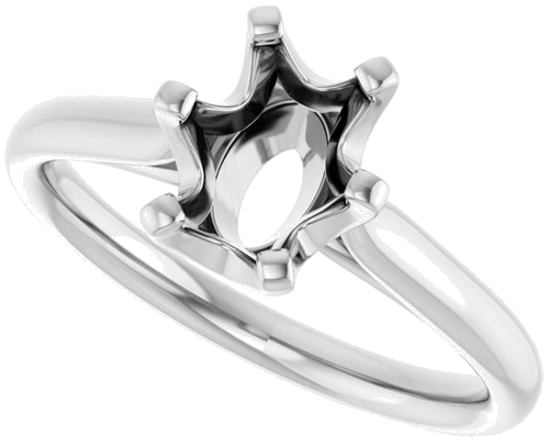 Sužadėtuvių Žiedas „Solitaire“ 585 Baltojo Aukso Oval 8mm x 6mm (5)