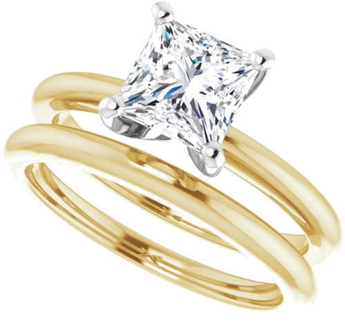 Sužadėtuvių Žiedas „Solitaire“ 585 Baltojo Ir Geltonojo Aukso Square 6mm (10)