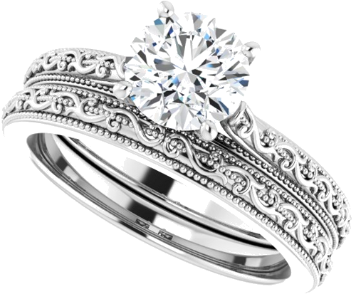 14K White  6.5 mm Round Solitaire Engagement Ring Mounting (10)