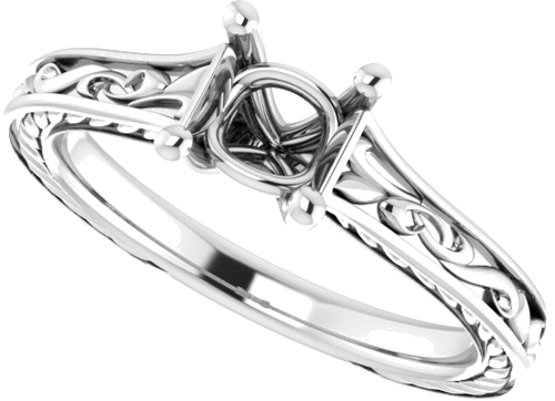 Sužadėtuvių Žiedas „Scroll Solitaire“ 585 Baltojo Aukso Square 4.5mm (5)