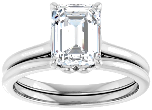 14K White  8x6 mm Emerald Solitaire Engagement Ring Mounting (8)