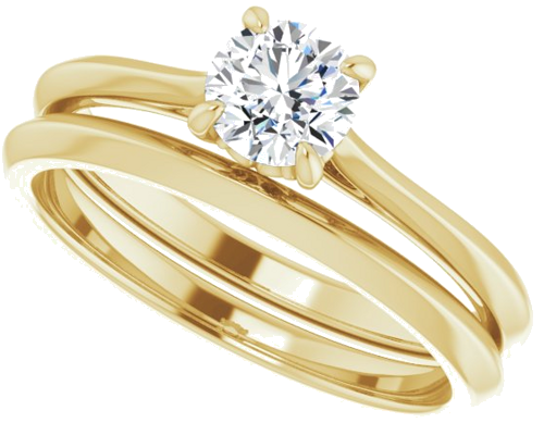 Sužadėtuvių Žiedas „Solitaire“ 585 Geltonojo Aukso Round 5.2mm (10)