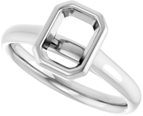 14K White  7x5 mm Emerald Solitaire Engagement Ring Mounting (5)