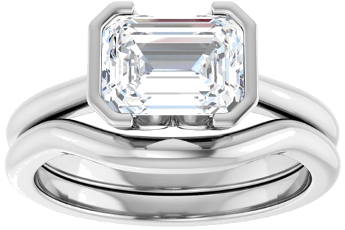 14K White 8x6 mm Emerald Solitaire Engagement Ring Mounting (8)