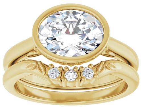 Sužadėtuvių Žiedas „Bezel-Set“ 585 Geltonojo Aukso Oval 9mm x 7mm (8)