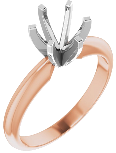 Sužadėtuvių Žiedas „Light Solitaire“ 585 Baltojo Ir Rožinis Aukso Round 6mm x 6.6mm (1)