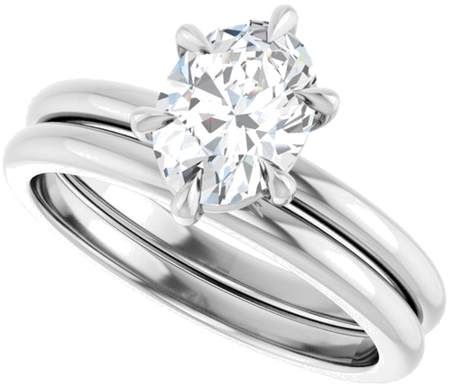 Sužadėtuvių Žiedas „Solitaire“ 585 Baltojo Aukso Oval 8mm x 6mm (10)