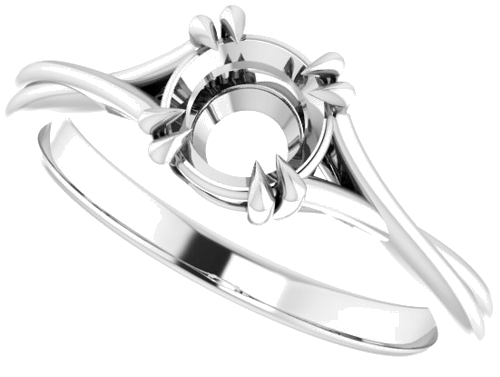 14K White 6 mm Round Solitaire Engagement Ring Mounting (5)