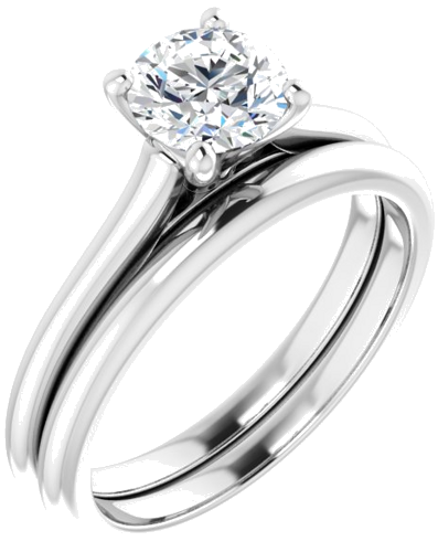 14K White 6 mm Round Solitaire Engagement Ring Mounting (6)