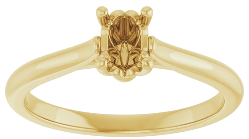 14K Yellow 6x4 mm Oval Solitaire Engagement Ring Mounting (3)
