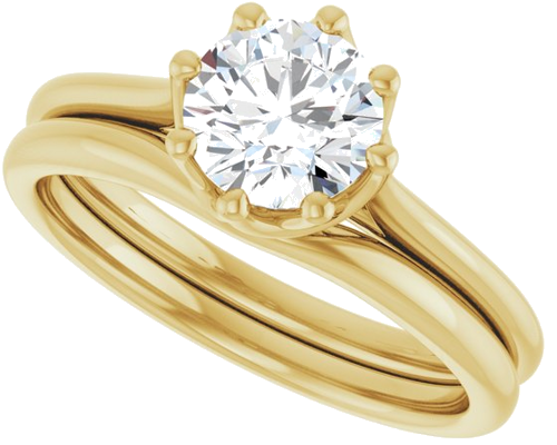 14K Yellow 6.5 mm Round Solitaire Engagement Ring Mounting (10)