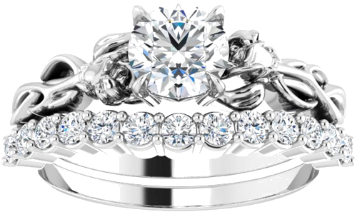 Sužadėtuvių Žiedas „Nature-Inspired“ 585 Baltojo Aukso Round 5.8mm (8)