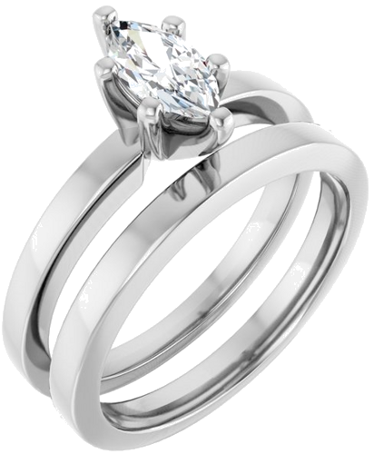 Sužadėtuvių Žiedas „Solitaire“ 585 Baltojo Aukso Marquise 8mm x 4mm (6)