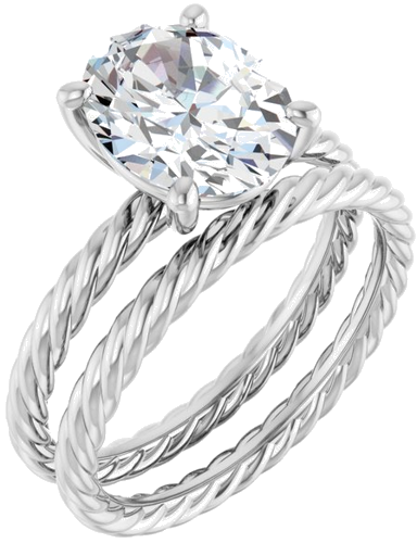 14K White 10x8 mm Oval Solitaire Engagement Ring Mounting (6)