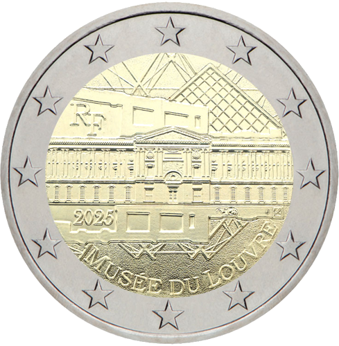 2025 Prancūzija Luvras 2 eurų BU moneta (2)