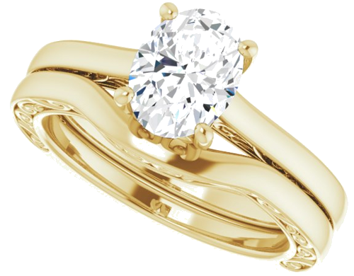 Sužadėtuvių Žiedas „Solitaire“ 585 Geltonojo Aukso Oval 8mm x 6mm (10)