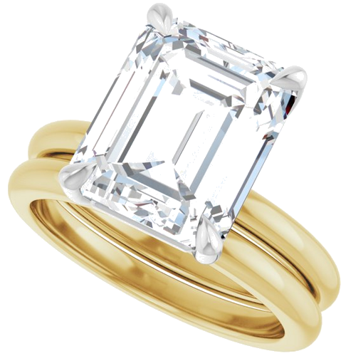 Sužadėtuvių Žiedas 585 Baltojo Ir Geltonojo Aukso Emerald 11mm x 9mm (10)