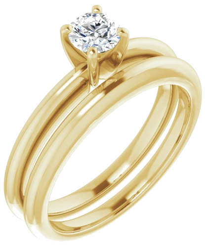 14K Yellow  4.4 mm Round Solitaire Engagement Ring Mounting (6)