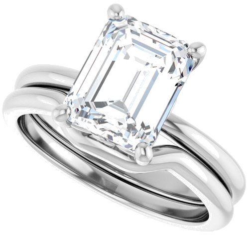 14K White 9x7 mm Emerald Solitaire Engagement Ring Mounting (10)