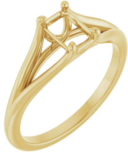 14K Yellow 6x4 mm Emerald Solitaire Engagement Ring Mounting (1)