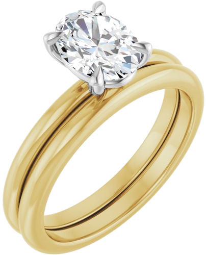 Sužadėtuvių Žiedas 585 Baltojo Ir Geltonojo Aukso Oval 8mm x 6mm (6)