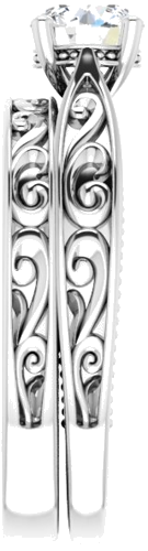 Sužadėtuvių Žiedas „Vintage-Inspired Solitaire“ 585 Baltojo Aukso Round 5.8mm (9)