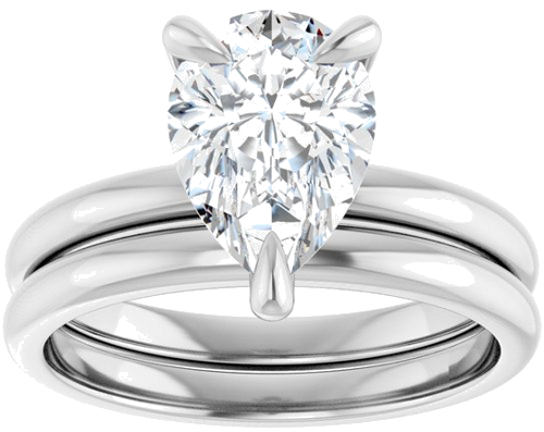 Sužadėtuvių Žiedas „Solitaire“ 585 Baltojo Aukso Pear Shape 10mm x 7mm (8)