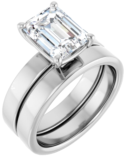 14K White 9x7 mm Emerald Solitaire Engagement Ring Mounting (6)