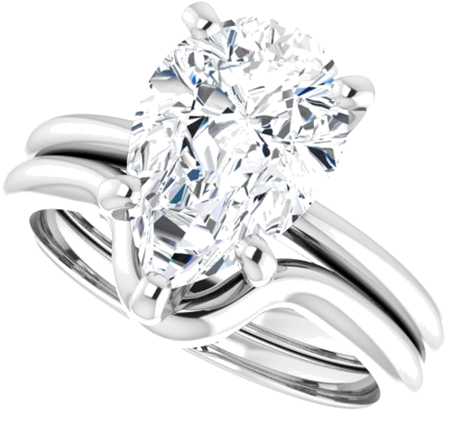 14K White  12x8 mm Pear Solitaire Engagement Ring Mounting (10)