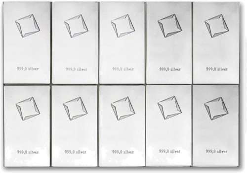 10 x 10 гр. ComBibar™ Сребърно кюлче Valcambi (4)