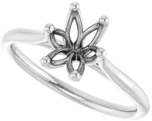 14K White 8x6 mm Oval Engagement Ring Mounting (5)