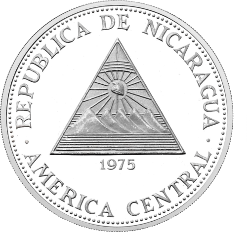 50 Kordobas Liberty Bell (1975) Nicaragua sudraba monēta (2)
