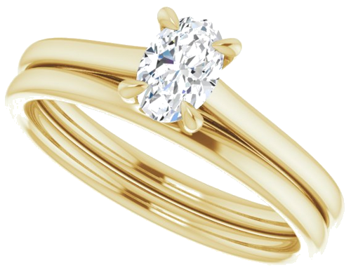 Sužadėtuvių Žiedas „Solitaire“ 585 Geltonojo Aukso Oval 6mm x 4mm (10)