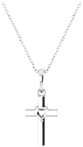 Pakabukas „Heart Cross“ 925 Sidabro Heart Shape 3mm (1)