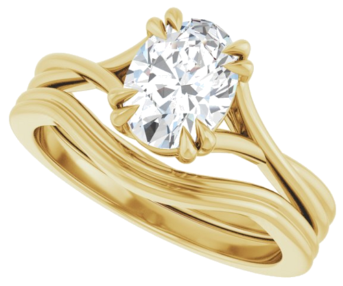 Sužadėtuvių Žiedas „Solitaire“ 585 Geltonojo Aukso Oval 8mm x 6mm (10)