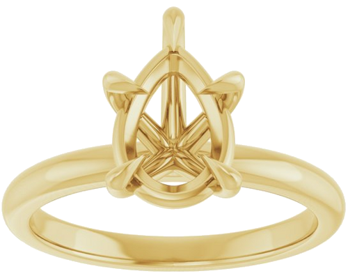14K Yellow 10x7 mm Pear Solitaire Engagement Ring Mounting (3)