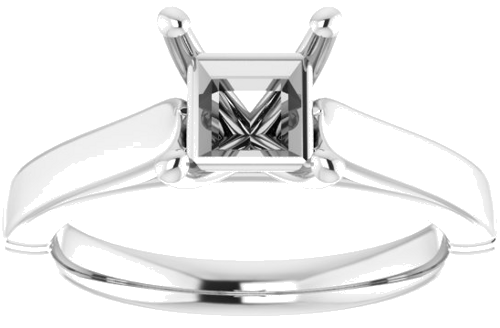14K White  5.5 mm Square Solitaire Engagement Ring Mounting (3)