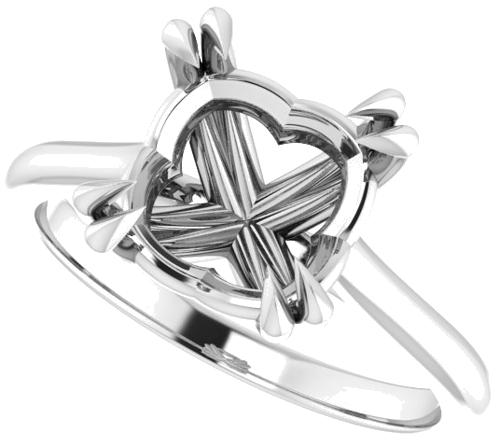 14K White 9 mm Cushion Solitaire Engagement Ring Mounting (5)