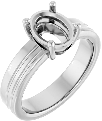 Platinum 9x7 mm Oval Solitaire Engagement Ring Mounting (1)
