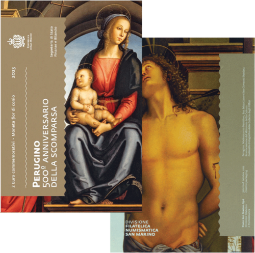 2023 San Marinas Perugino 2 eurų BU moneta kortelėje (5)
